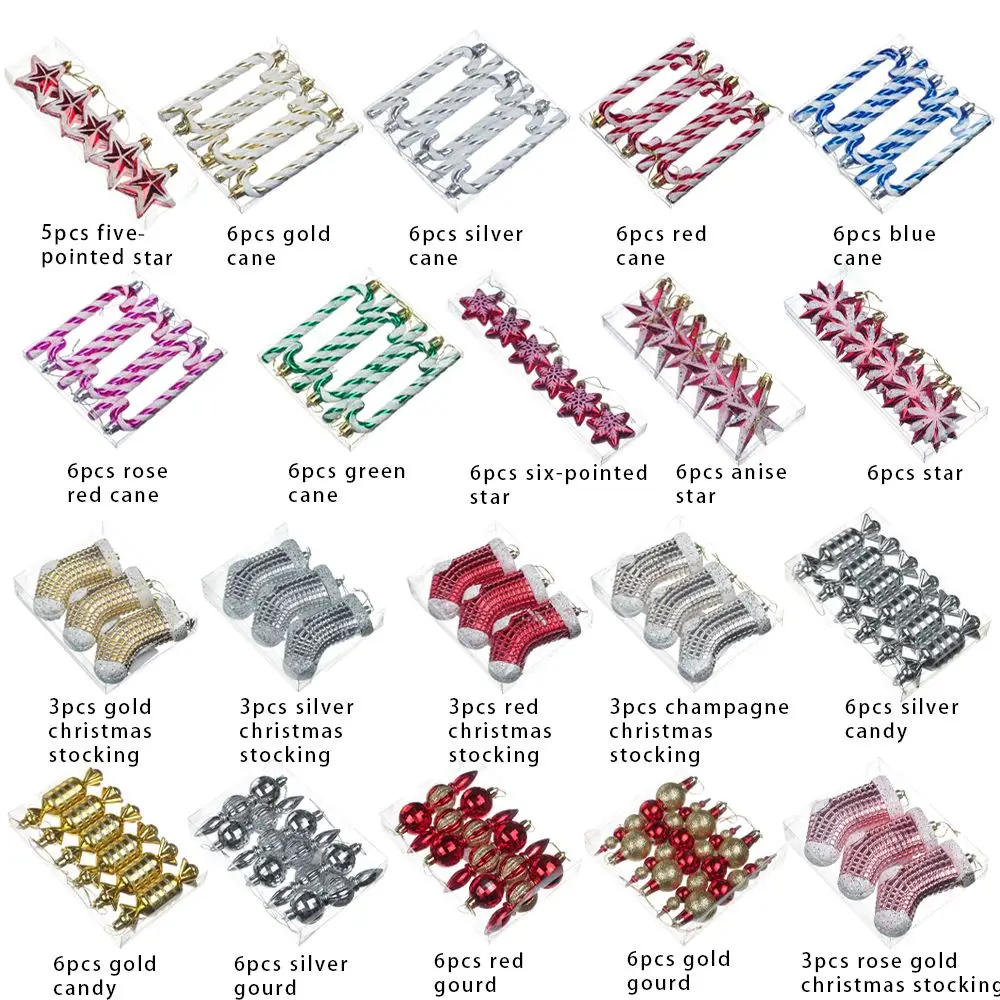 1-6Pcs Mini Plastic Christmas Cane Colorful Xmas Tree Hanging Ornaments Candy Toys Gift Party New Year Supplies Home Decorations