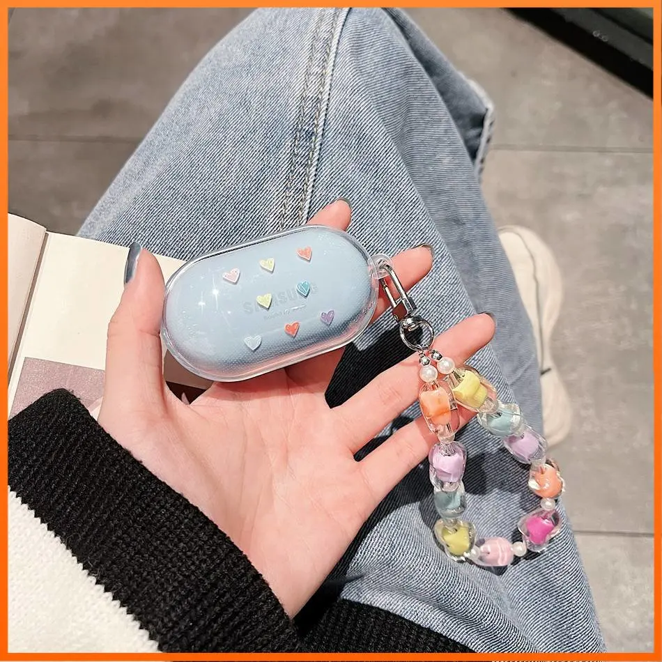 Per Samsung Galaxy Buds / Buds Plus / Buds + Custodia Fiore Trasparente Bluetooth Custodia Protettiva In Silicone Per Auricolari Con Portachiavi