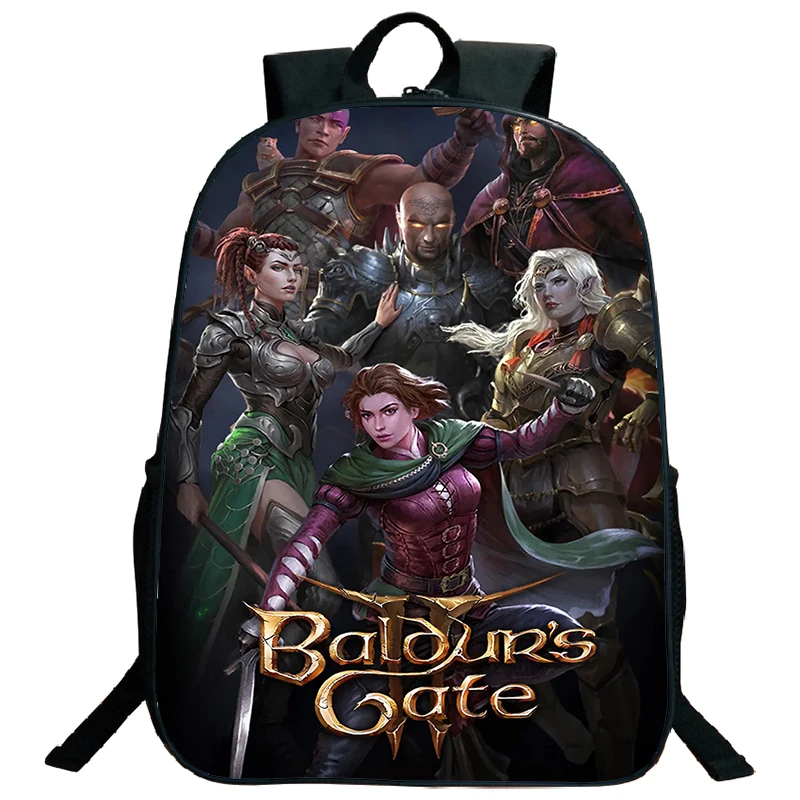 Nylon Backpack with Baldur's Gate Printing School Bag for Boys Girls Waterproof Travel Bags Game Pattern Large Capacity Backpack