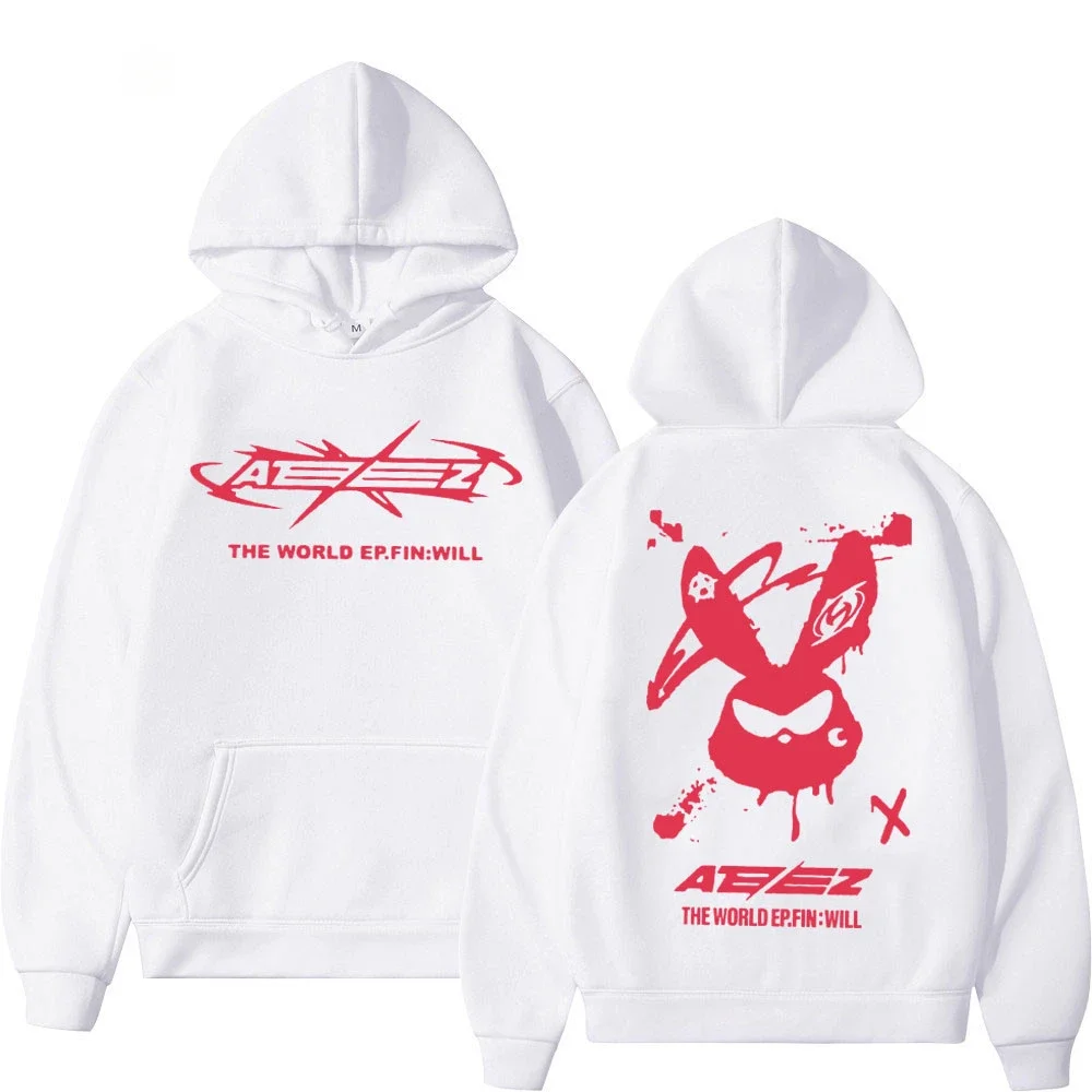 Men's and women's fleece hooded sweatshirts, printed sweaters from the World EP Fin Will Tour, hip-hop, KPOP, urban fashion