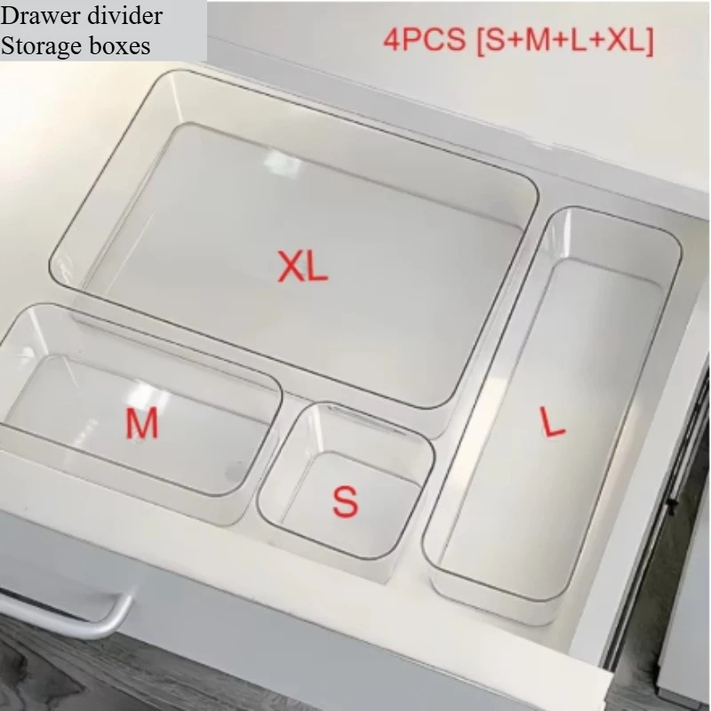 4/7pcs 서랍 칸막이 보관 상자 책상 캐비닛 내장형 직사각형 상자 문구 펜 화..