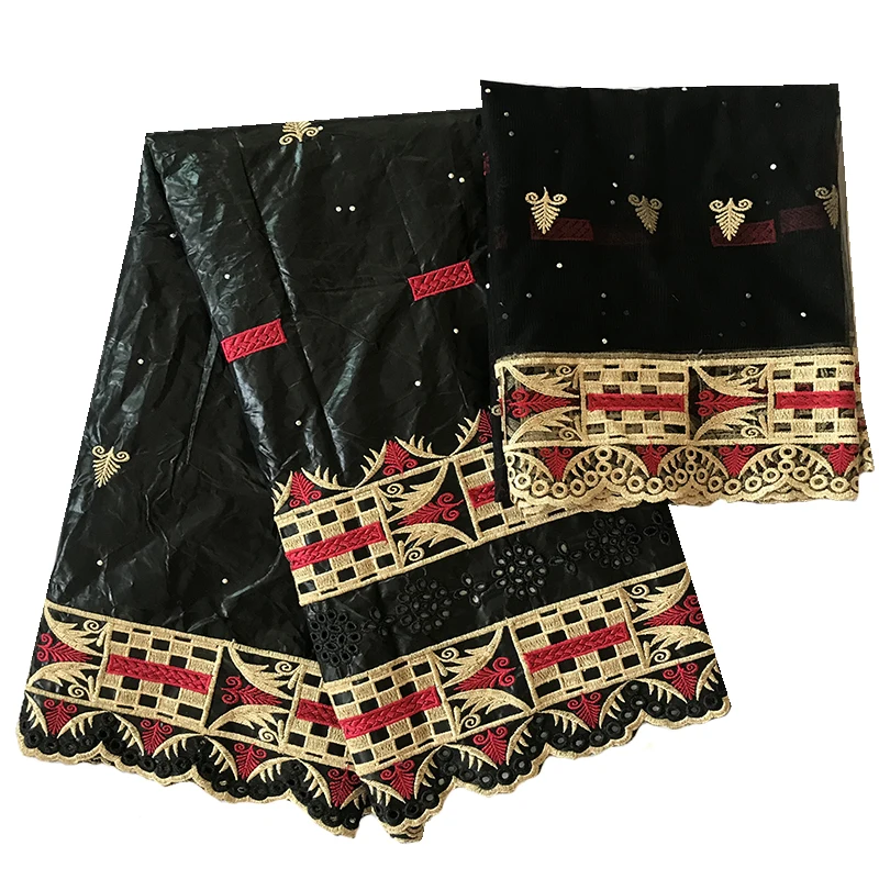 2026 New 5 Yards African Traditional Clothing Fabric Bazin Fabric + 2 Yards Weave Can Be Used to Make Your Own Clothing 4