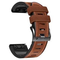 Premium QuickFit Leather Silicone Hybrid Watch Strap - Versatile, High - Quality Design - Quickfit 22mm (Brown 02)