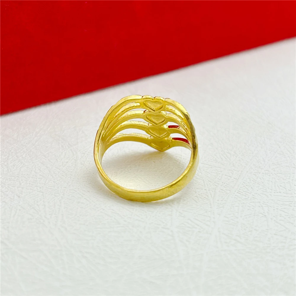 Gold Color Finger Rings for Women Multi Lines Heart Ring Size 8 Bague Femme Anillo Wedding Engagement Jewelry Bijoux