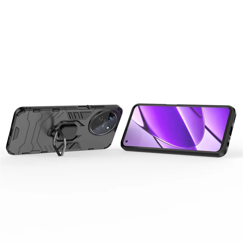 Rugged Shockproof Armor Phone Case with Magnetic Ring Holder Stand & Back Cover