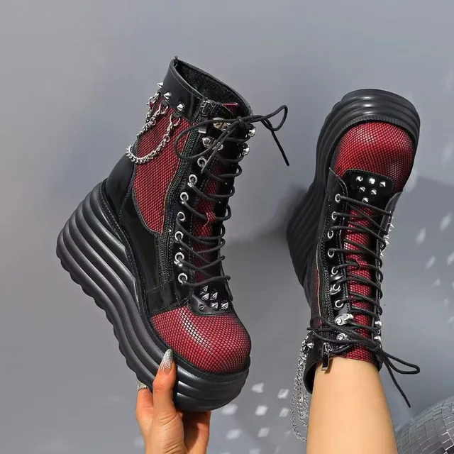 Black and Red Platform Boots