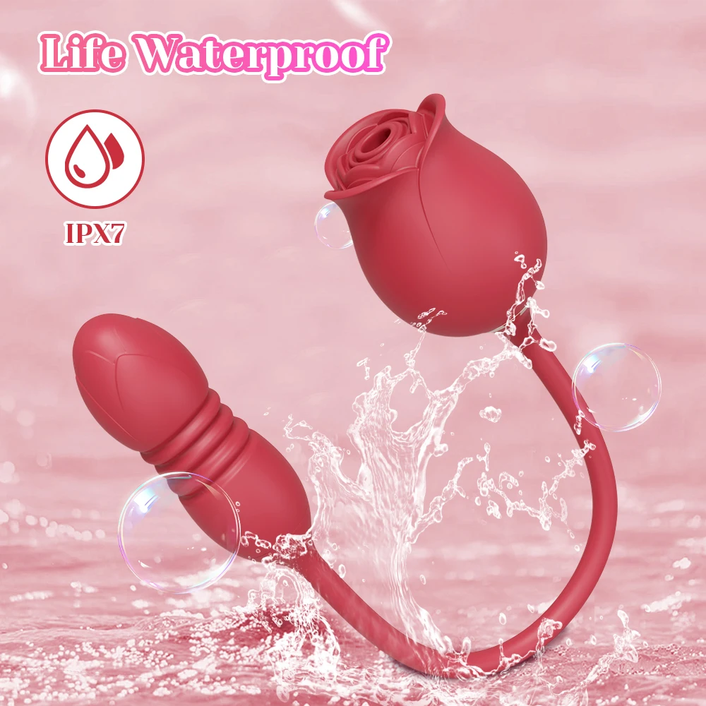 Female sex toy Thrusting Rose-Dildo Vibrator for Women Clitoris Stimulator Sucker Vacuum Vibrating Egg Nipple Sucking Female Sex Toys for Adult