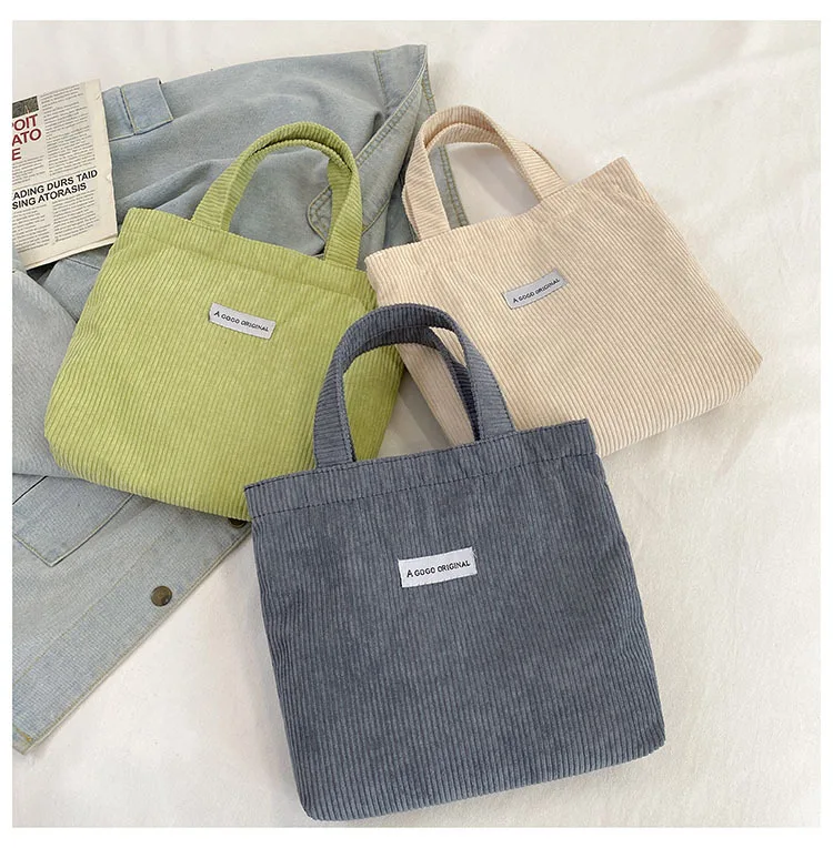Corduroy Bag for Women Mini Handbag Small Casual Tote Pouch