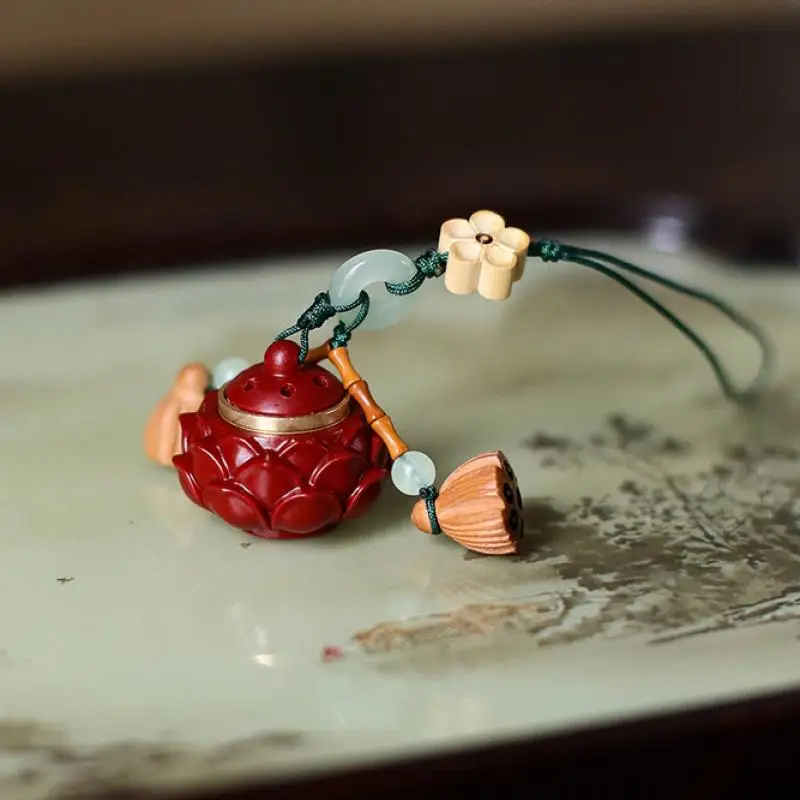 Natürliches Roherz Zinnober Lila Gold Farbe Sand Lotus Duft Beutel Schlüsselanhänger Neues Geschenkset im chinesischen Stil – Detail 2