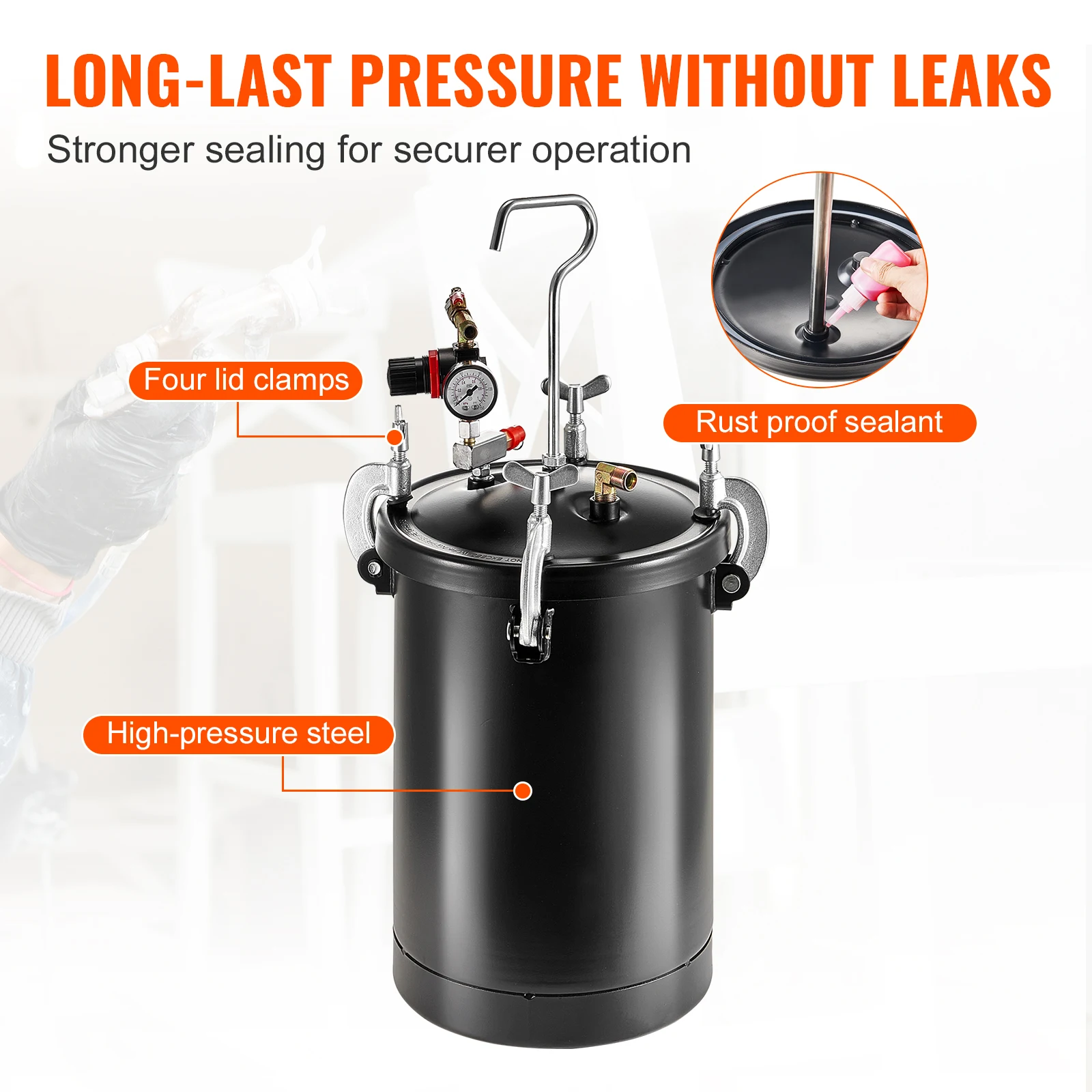 Steel Spray Paint Pressure Pot Tank 15L