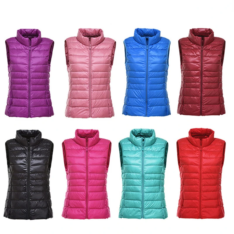 

New Autumn Women Ultra Light Down Vest White Duck Down Coat Ladies Sleeveless Waistcoat Portable Windproof Warm Vest Coat