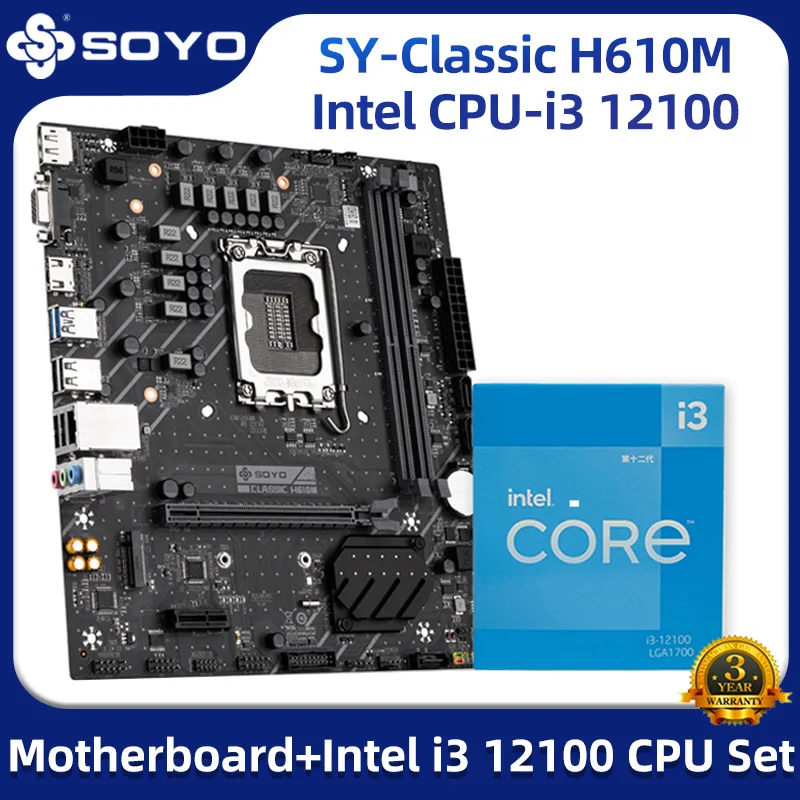 Soyo New Classic H610m With 12th Generation Intel I3 12100 Cpu