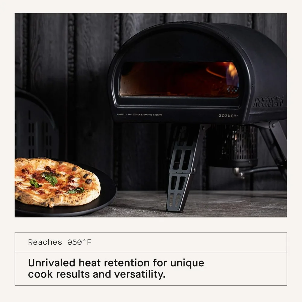 Portable Gas and Wood-Fired Roccbox Outdoor Pizza Oven in Black, Restaurant Quality
