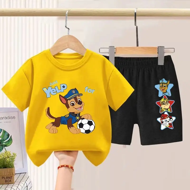 PAW Patrol Children's T-shirts Sets Boys Summer Short Sleeve Shorts Two Piece Suit Kids Outfits Breathable Sport Clothes Set 2