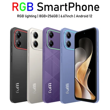 RGB lighting Effect Mobile Phones Unlocked Smartphones Android 12 6.67 inch Screen,8+256GB 13+16MP 4400mAh For Google Play Store