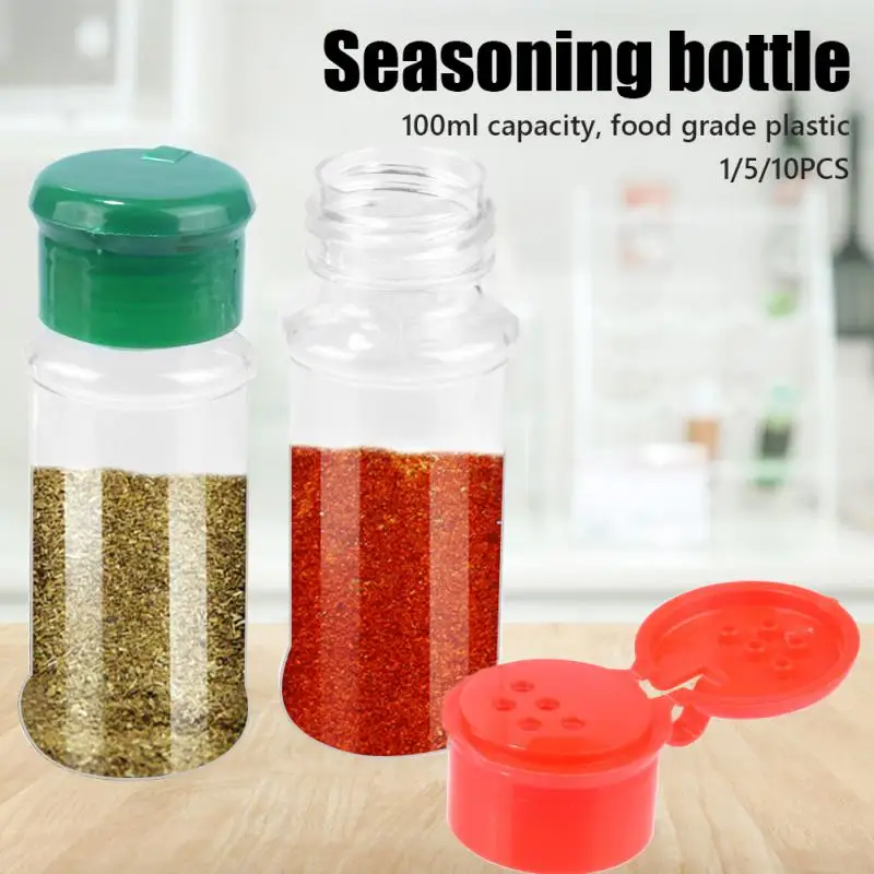 1CS Plastic Spices Condiment Jar Salt Pepper Boxes For Kitchen Gadget Tool Organizer Storage 100MLSeasoning Shaker Bottles 4