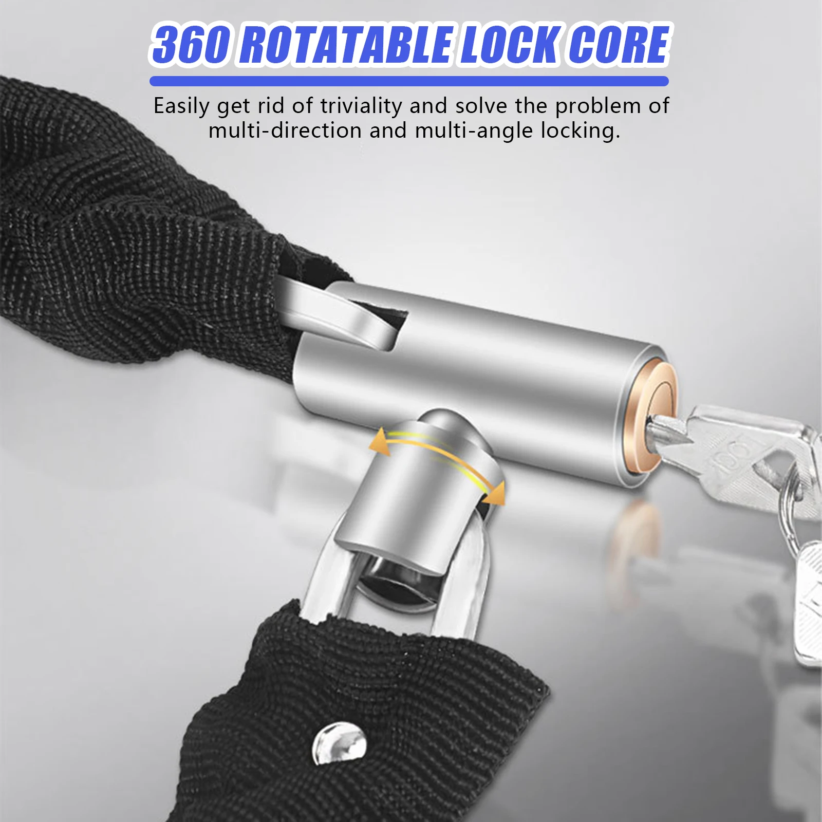 Bicycle Chain Lock Durable Extra Long for Motorcycle Scooter Door Gate Fence