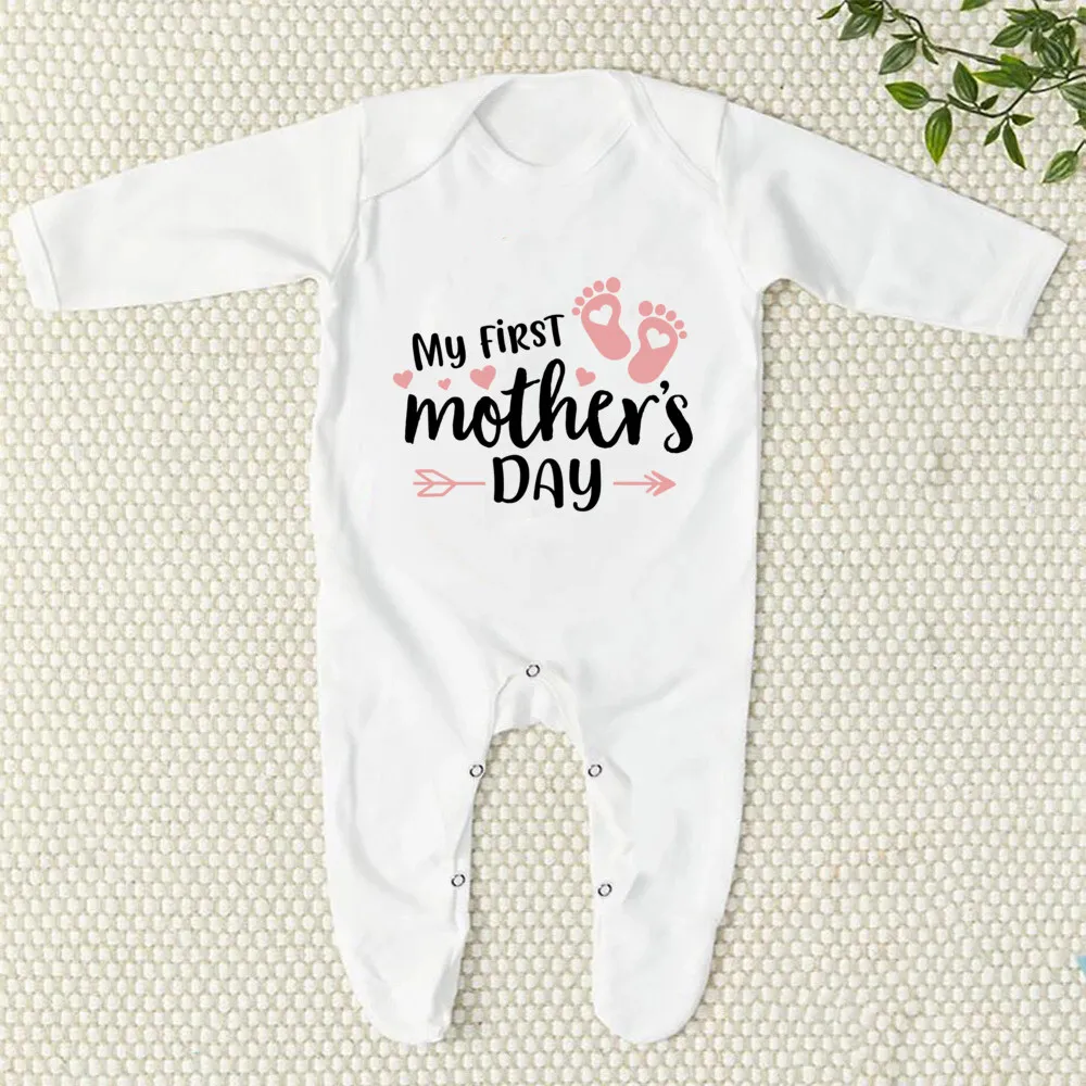 My 1st Mother's Day Newborn Sleepsuit Romper Baby Bodysuit Infant Body Long Sleeve Jumpsuit Boys Girls Infant Mothers Day Outfit baby clothes baby sleepsuit