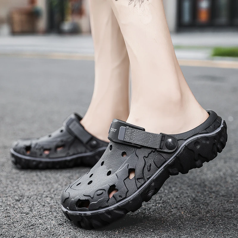 YRZL Summer Men Sandals Light EVA Men's Casual Shoes Hole Shoes Clogs Men Home Garden Outdoor Casual Beach Flat Slippers