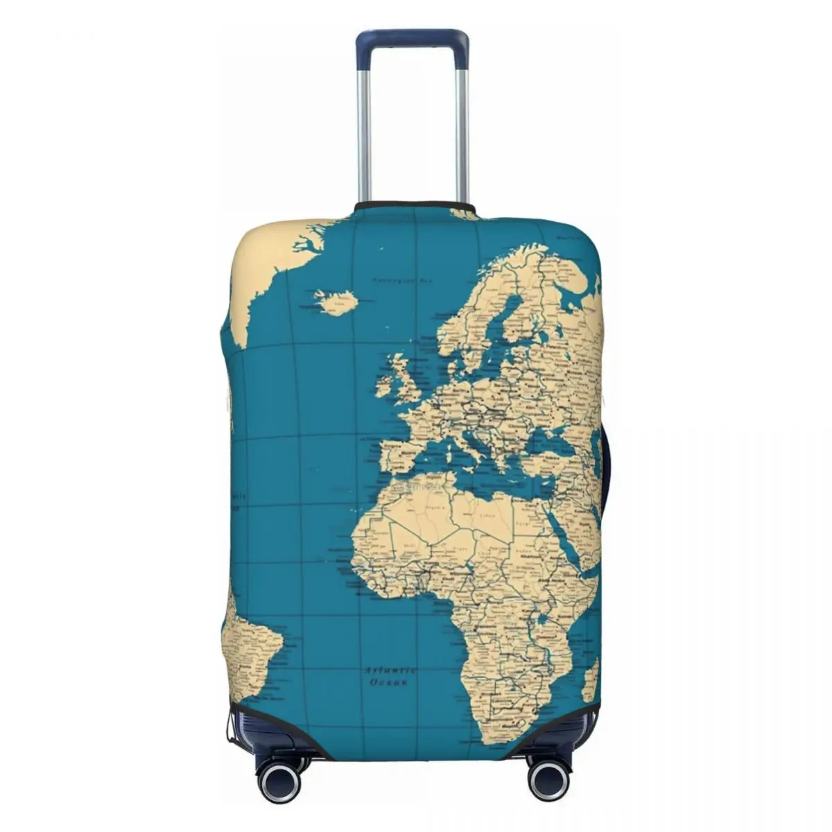 World Map Suitcase Cover Cities Roads Lakes and Rivers Holiday Business Useful Luggage Case Protector luggage cover
