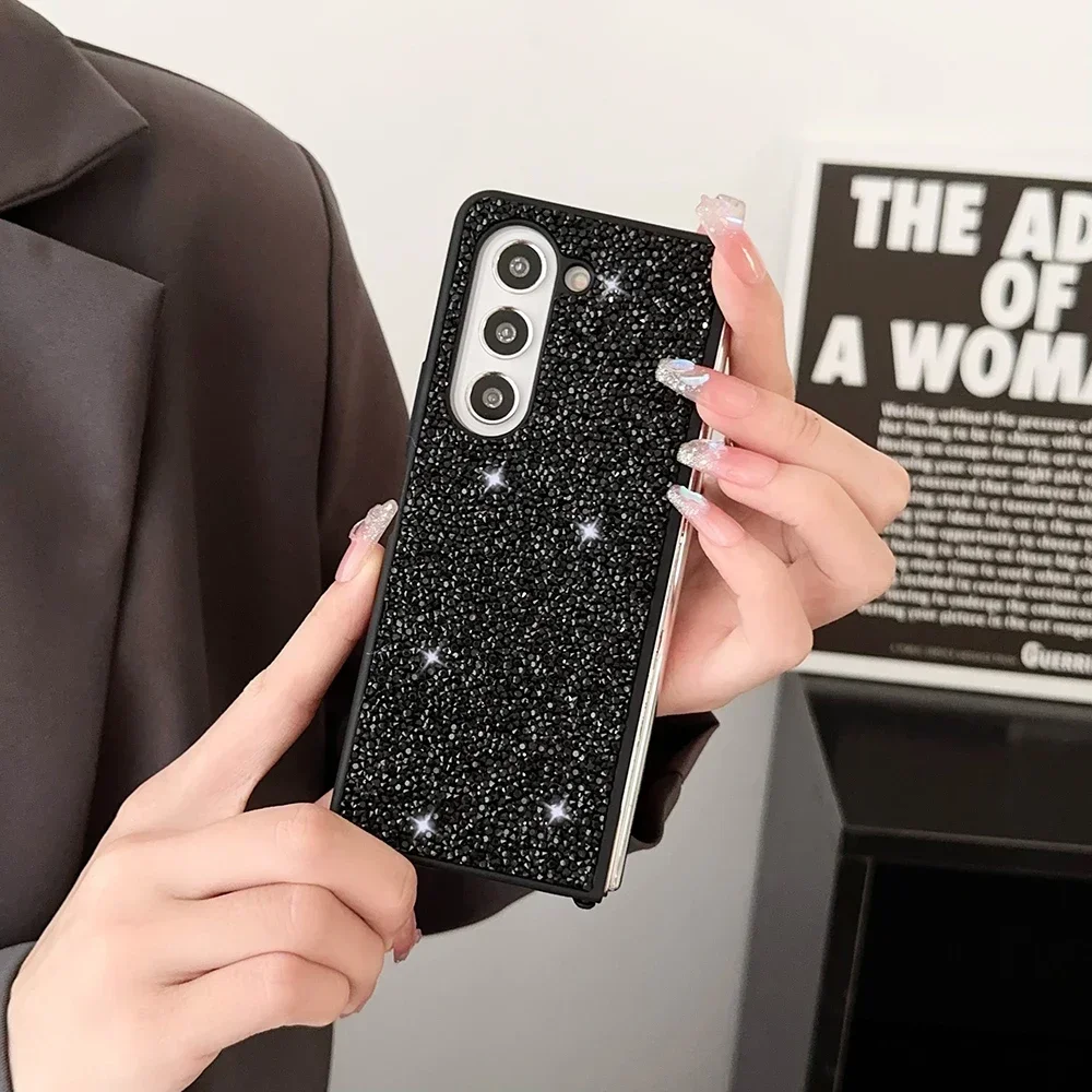 Rhinestone Glitter Sequins Trim Shockproof Phone Case with Soft TPU Frame