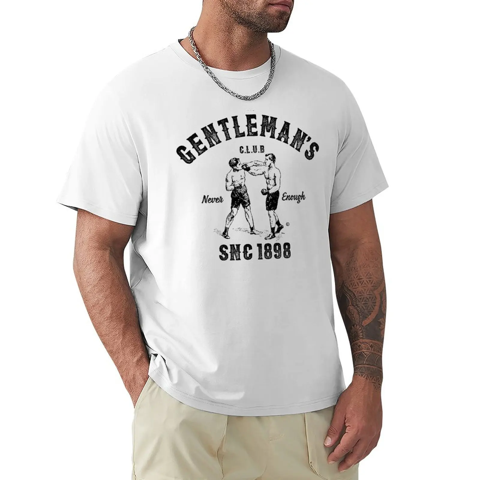 

VINTAGE BOXING THE GENTLEMANS CLUB, NEVER ENOUGH T-shirt blacks new edition mens white t shirts