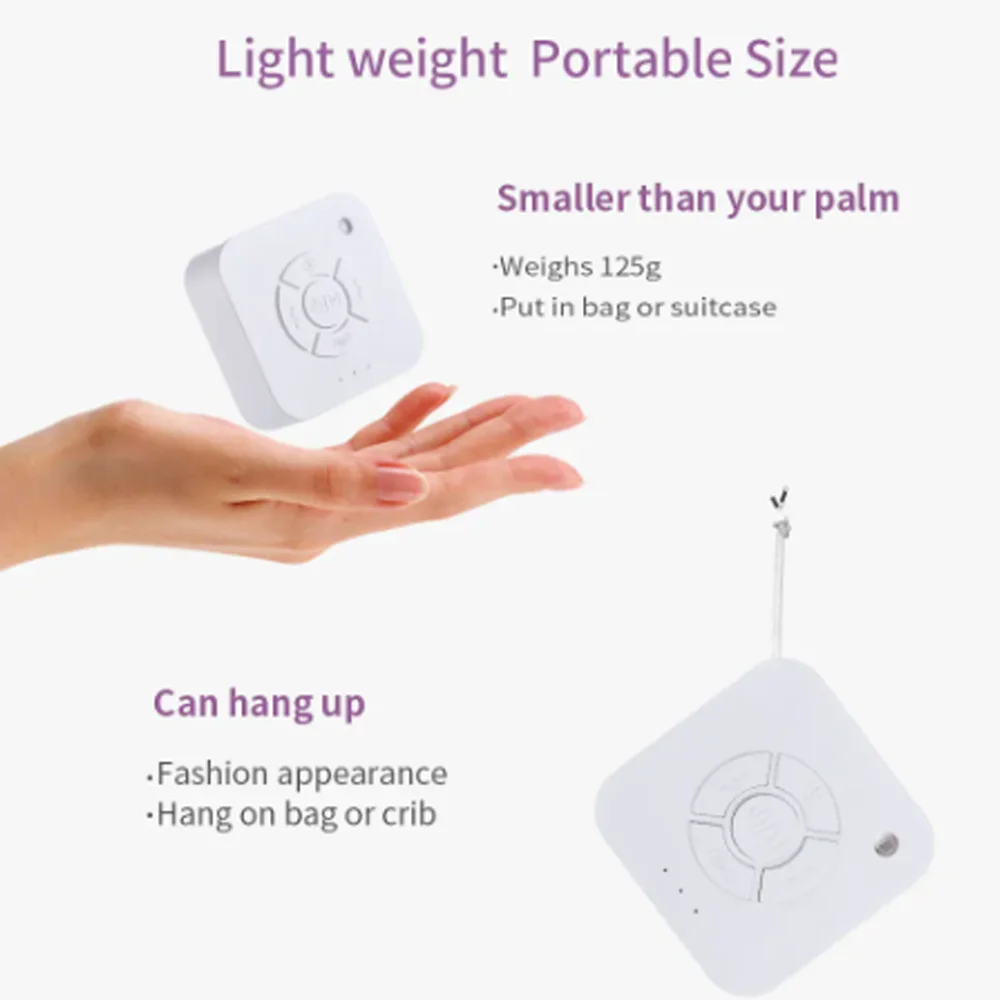 White Noise Sound Machine Sleep Soother With 9 Soothing Sounds Breathing Light Timer Type-C Charging For Baby Home Office Travel white noise machine,sleep aid device