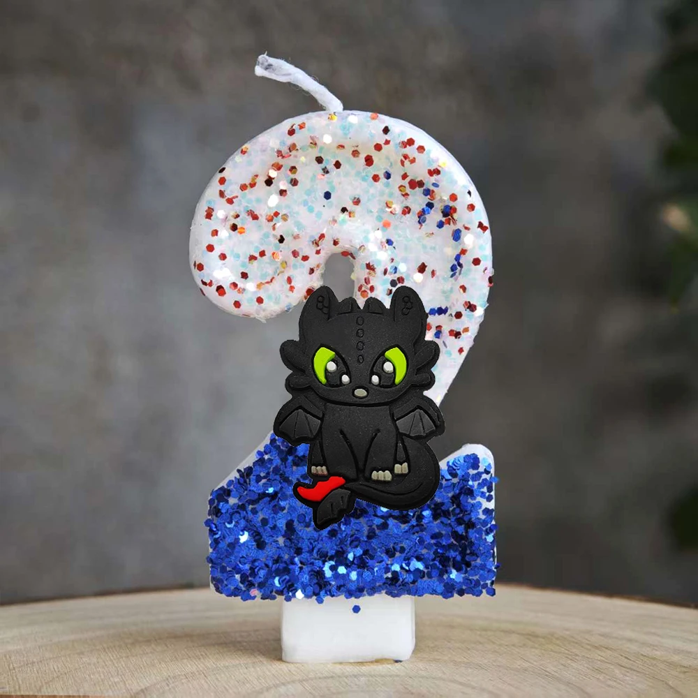 Drachenzähmen leicht gemacht Kerzen-Nummer, Geburtstagstortenkerze, Zahnlos-Geburtstagsparty-Tortendekoration, Babyparty-Deko, Geschenk – Detail 3