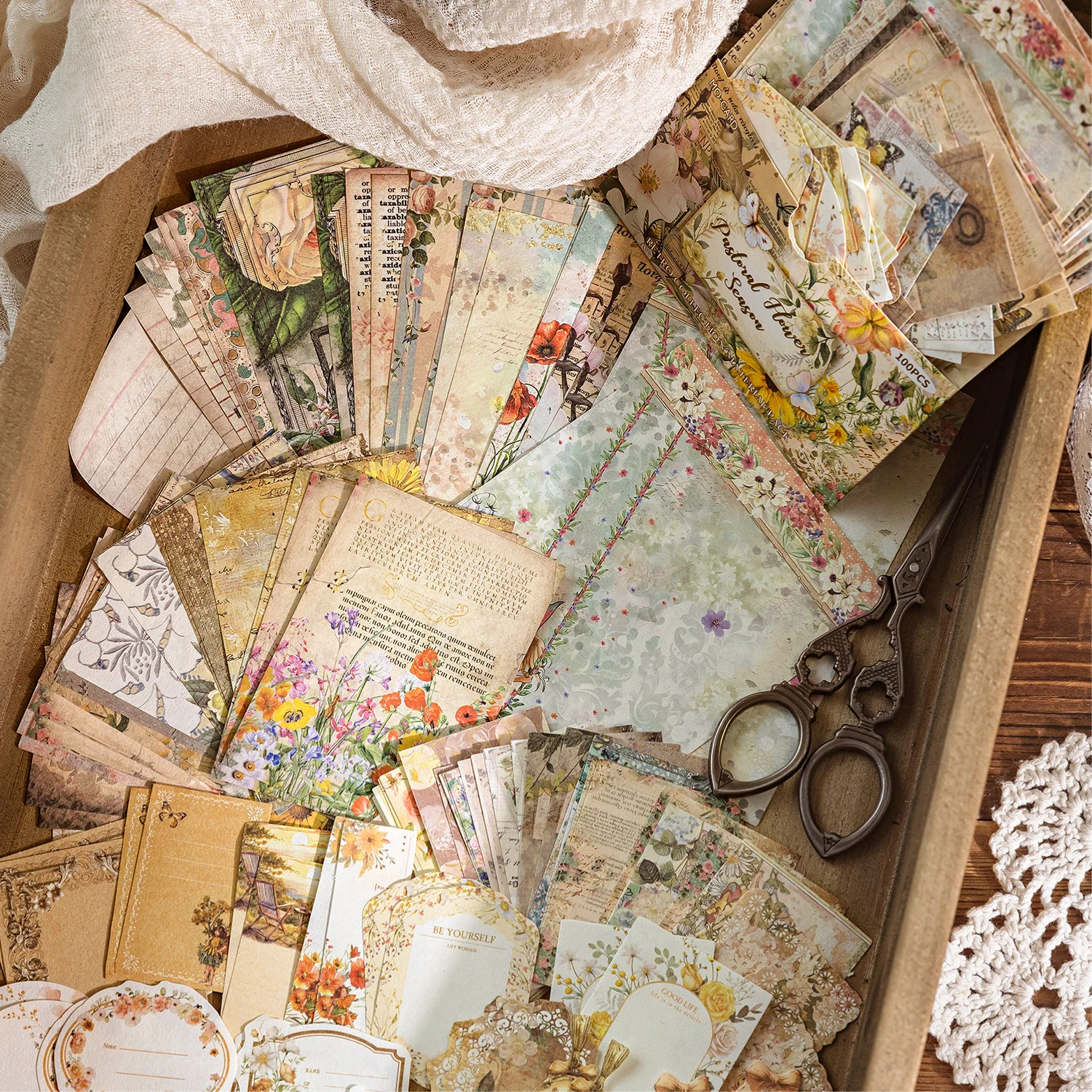 Deco Scrapbook Collage Background Paper Pack - 100pcs Creative DIY Craft Paper