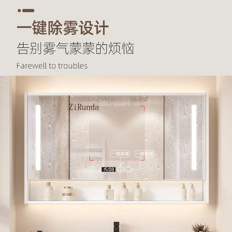 L Modern smart bathroom cabinet combination ceramic integrated basin solid wood mirror cabinet simple bathroom sink set