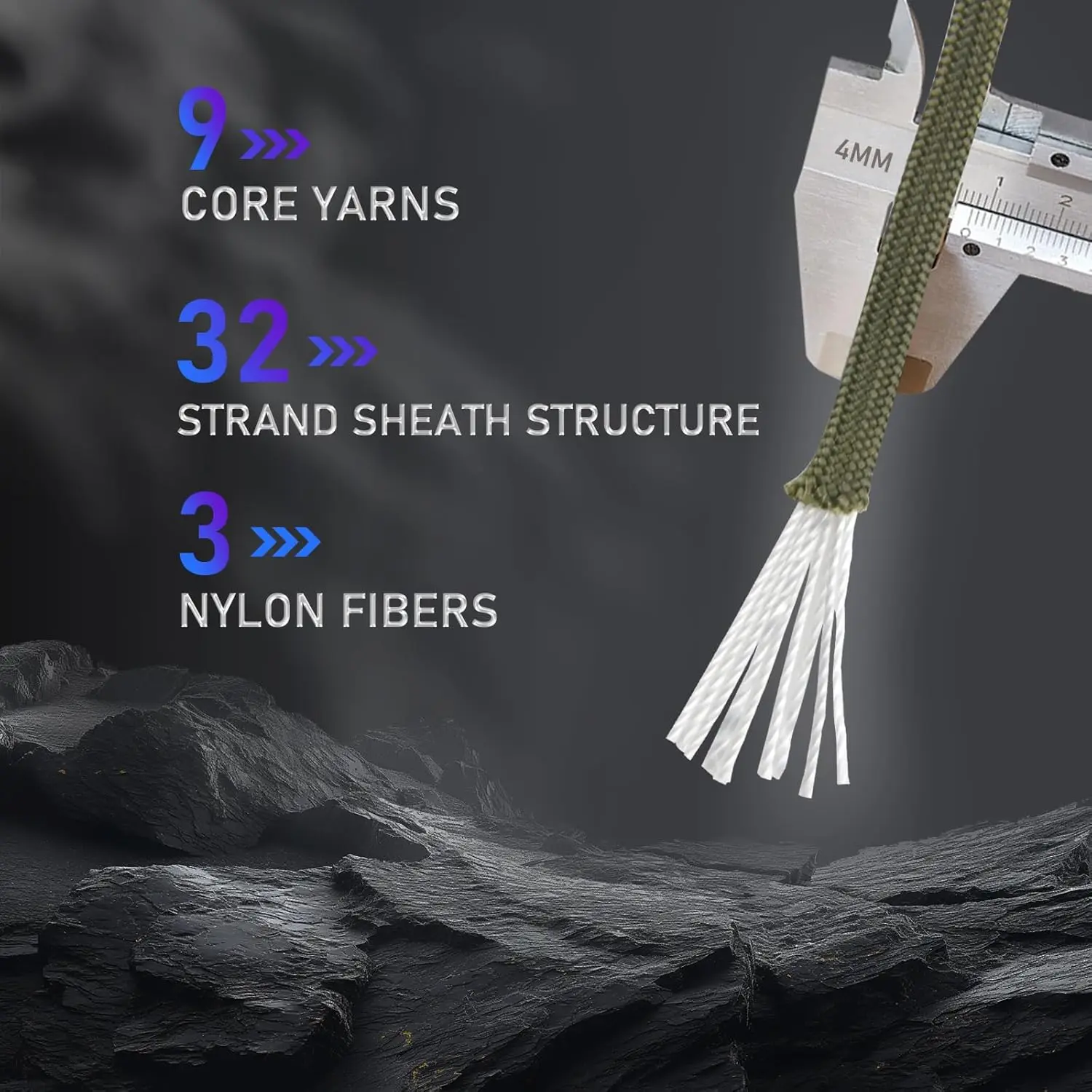 Durable Nylon 9-Core Military-Grade Paracord Rope for Outdoor and DIY Projects