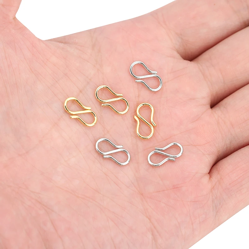 5Pcs 18k Gold Stainless Steel Chic Letter S Buckle Spring Lobster Clasps  Necklace Hooks Bracelets Connector DIY Jewelry Making