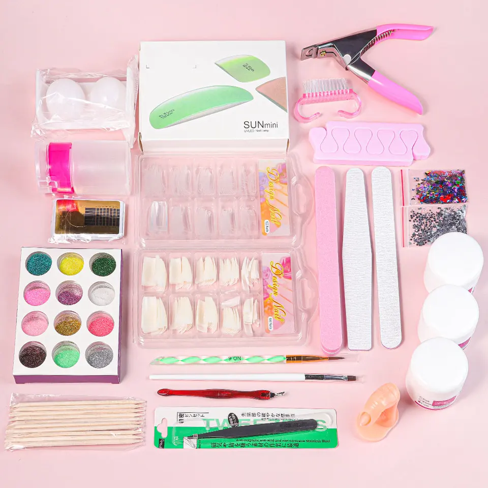 Professional 12 Color Glitter Acrylic Nail Set
