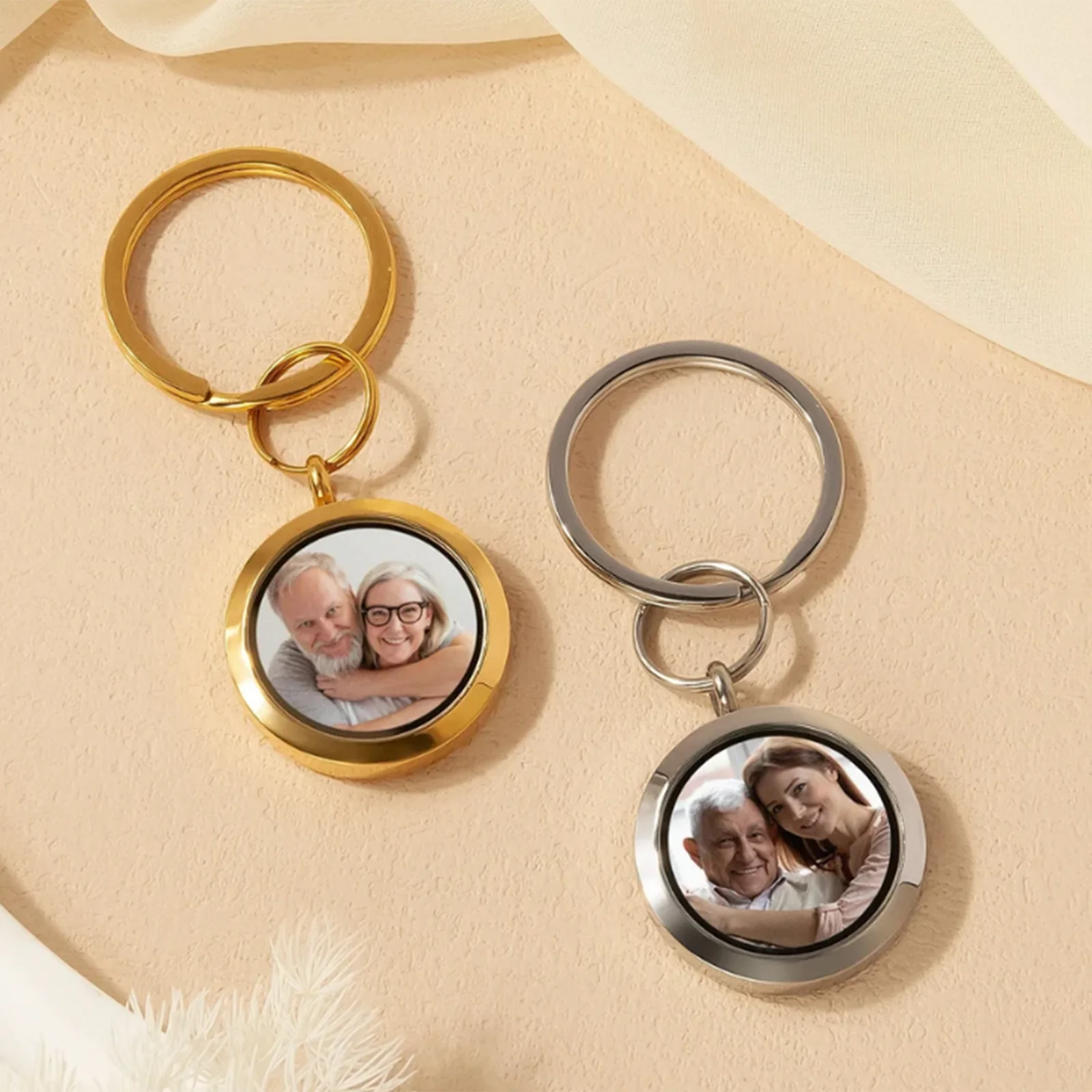 Personalisierter runder Urnen-Schlüsselanhänger, individueller Foto-/Text-Schlüsselanhänger für Feuerbestattung, Edelstahl, Gedenkschmuck, Geschenk