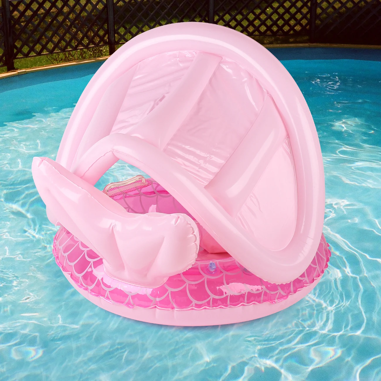 1PC Thick Pink Mermaid Covered Swimming Pool Float, Water Inflatable Swim Ring, Floating Underarm Ring, Inflatable Underarm Ring swimming ring,swimming pool float