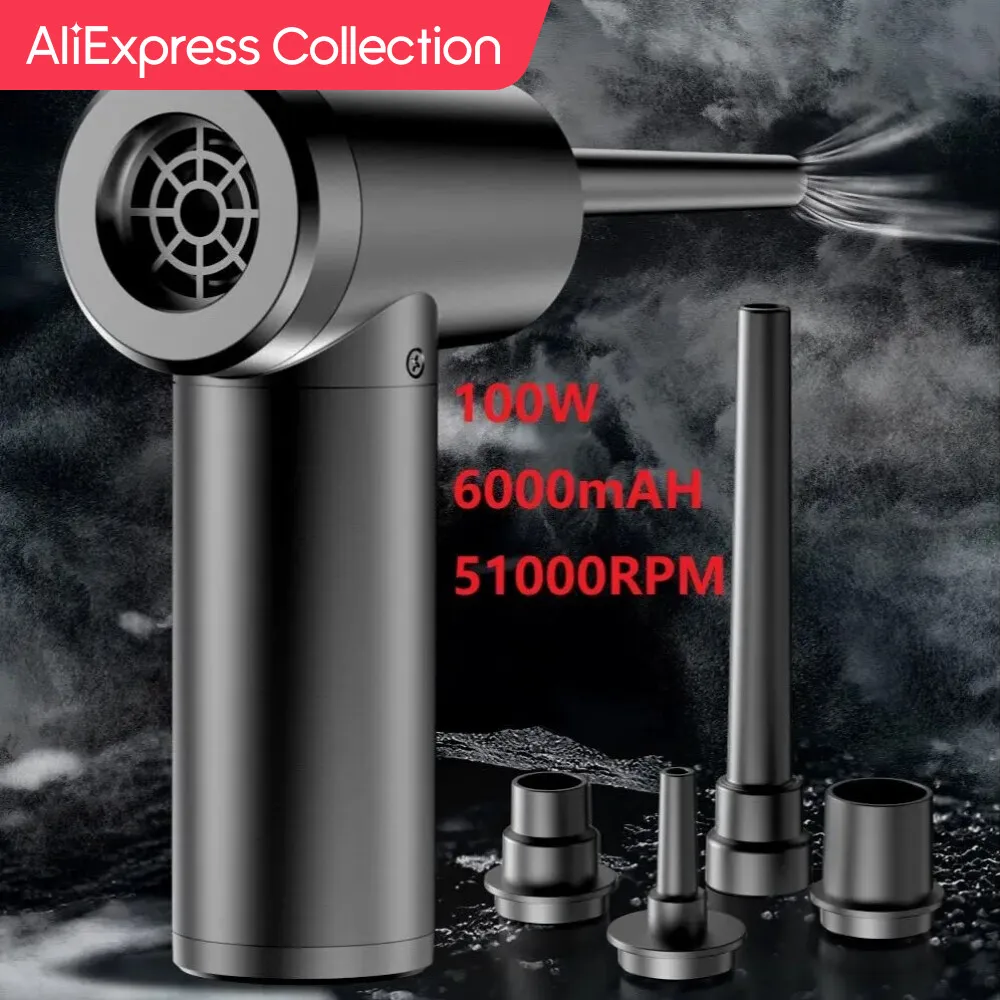 AliExpress 컬렉션 충전식 공기 청정기, 압축 송풍기, 51000 RPM 블랙, 강력한 흡입, 휴대용 컴퓨터, 68W, 100W