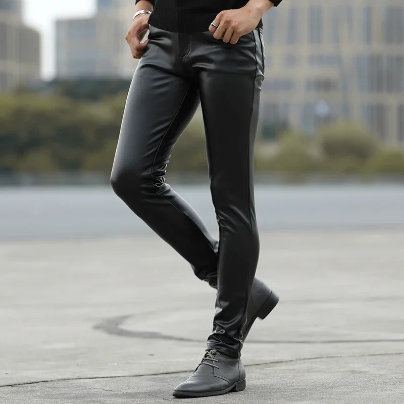 

HOO 2024 autumn of cultivate one's morality play high fashionable young tight leather pants and feet locomotive PU leather pants