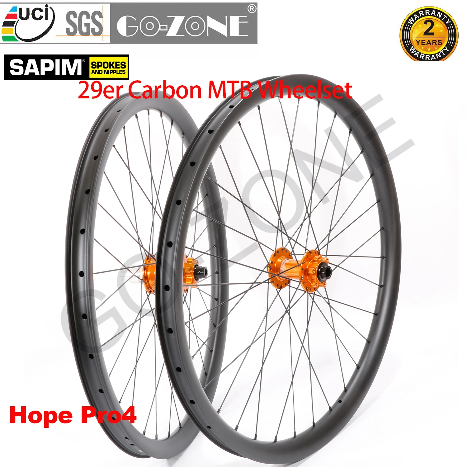 Roues de vtt en carbone de 29 pouces, Hope Pro4 Sapim, légères Tubeless à l