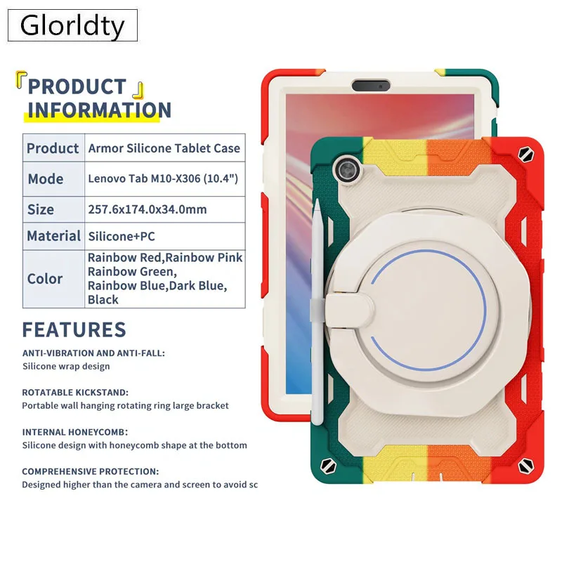 

Case for Lenovo Tab M10 Plus 10.6 10.3 3rd 2nd Gen 10.1 M8 P11 Pro Heavy Duty Shockproof Rugged Cover