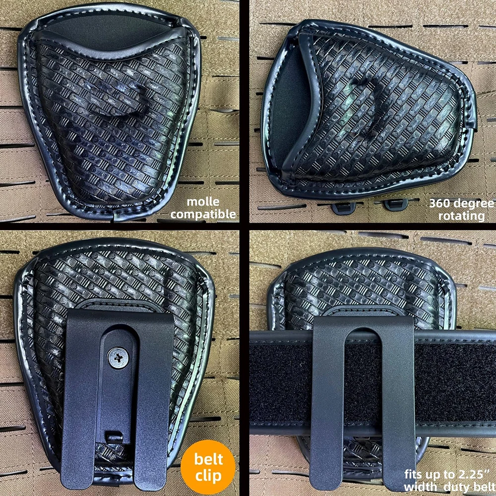 Tactical Handcuff Case for Duty Belt,1680D Nylon/Leather-like, Rotatable & Layered Security Holster (9 Styles), Cuff Case Pouch