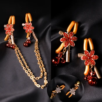 High-end 18K-platedMetalCopper Chain, Pacifier Clip With Rhinestones, Nipple Clip, Clit Clip, SM Punishment, Sex Toys For Couple 5