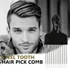 Professional Wide Teeth Fist Shape Black Handle Afro Pick Hair Comb Metal Salon Comb 6