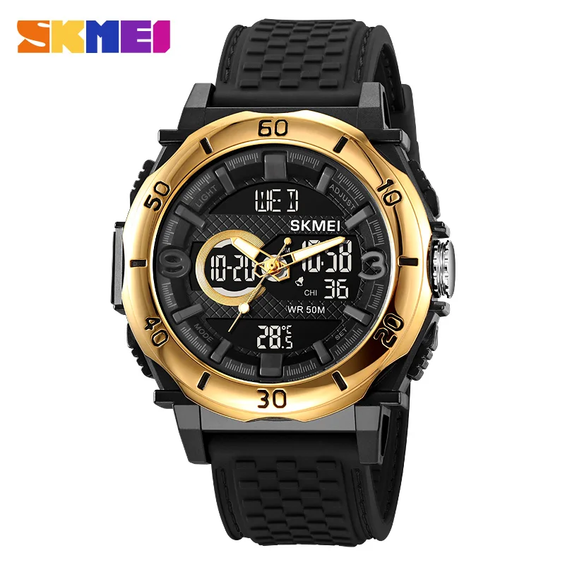 SKMEI Watch Fashion Sports Men's Watches Thermometer Waterproof Chronograph Quartz Digital Wristwatch 3Time Casual Male Clock метеостанция miiiw nk5253 mute thermometer and hygrometer clock белая