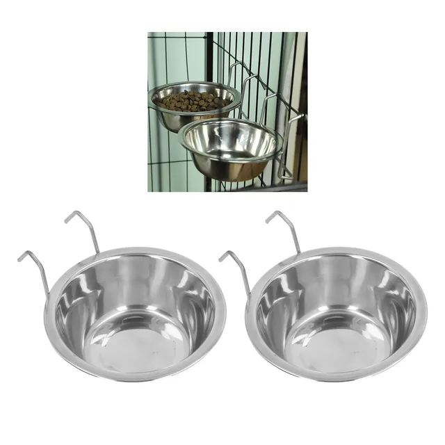 2PCS Hanging Pet Bowl Stainless Steel Large Capacity Easy To Clean Dog Crate Water Bowl For Kennel