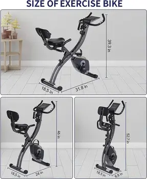 Exercise Bike Folding Magnetic Upright Stationary Bike with Pulse Sensor LCD Monitor Indoor Cycling Bike Stationary Bike 4