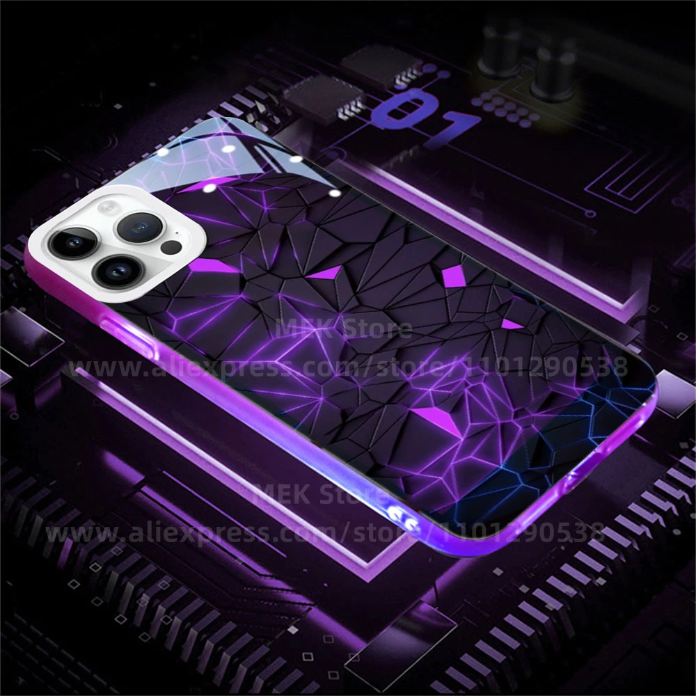 So Cool Leuchtende Handyhülle mit Stoßdämpfungseffekt, LED-Licht, Transparente Stoßfeste Schutzhülle für iPhone Air 17 Pro Max 12 11