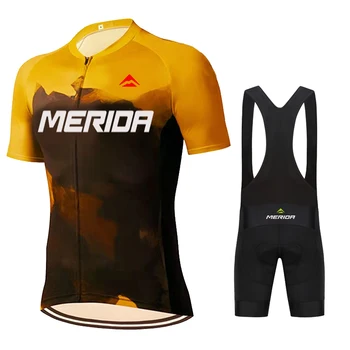MERIDA 남성용 사이클링 저지 세트, 반팔, MTB 자전거 세트, 자전거 의류, 여름