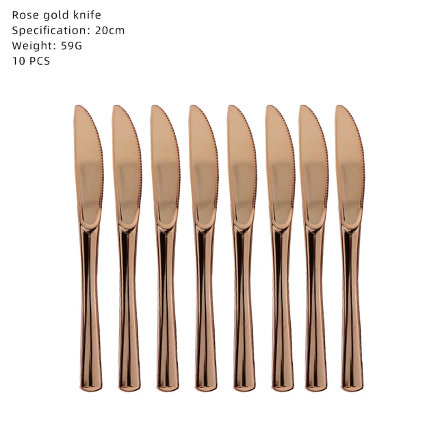 Rose Gold Bronzing Party Disposable Cutlery Set Paper Plate Birthday Wedding Bridal Shower Baby Decorative Supplies Knife-10PCS