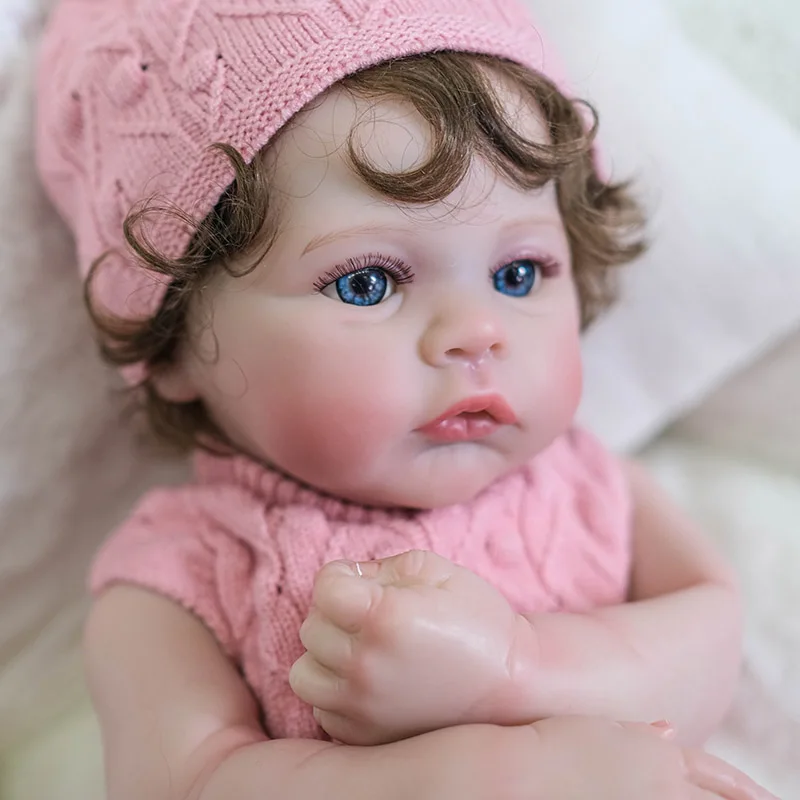 

NPK 49CM Reborn Baby Doll Newborn Meadow Girl Baby Lifelike Real Soft Touch with Hand-Rooted Hair High Quality Handmade Art Doll