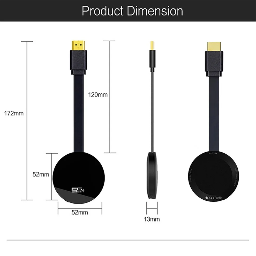 Anycast-tv Stick 2.4 5g Banda Dupla sem Fio Wi-fi Dongle Miracast Airplay Hdmi para Android Ios - Image 3
